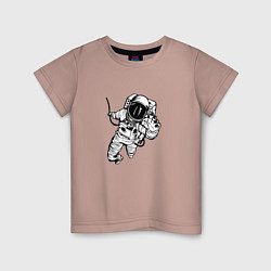 Футболка хлопковая детская Alone astronaut, цвет: пыльно-розовый