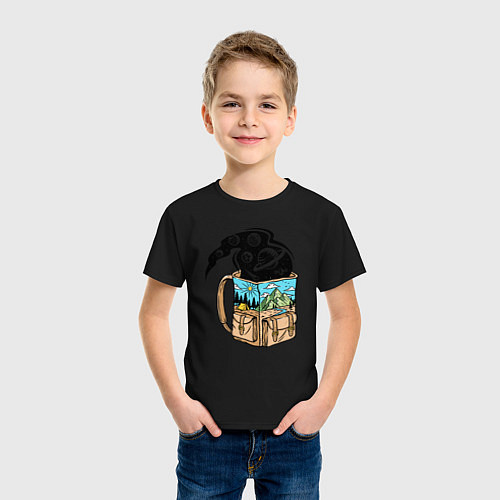 Детская футболка Космос в рюкзаке / Черный – фото 3