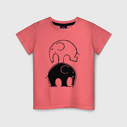 Футболка хлопковая детская Cute elephants, цвет: коралловый