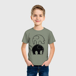 Футболка хлопковая детская Cute elephants, цвет: авокадо — фото 2