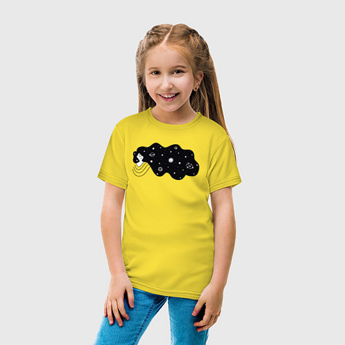Детская футболка Космос в волосах / Желтый – фото 4