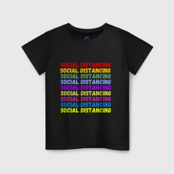 Футболка хлопковая детская Social distancing - социальная дистанция, цвет: черный