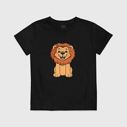 Футболка хлопковая детская Весёлый лев, цвет: черный
