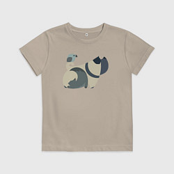 Футболка хлопковая детская Милые друзья, цвет: миндальный