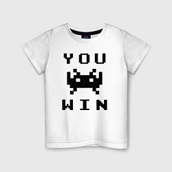 Футболка хлопковая детская You win, цвет: белый