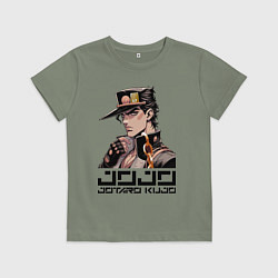 Футболка хлопковая детская Jotaro Kujo - Jojo ai art, цвет: авокадо