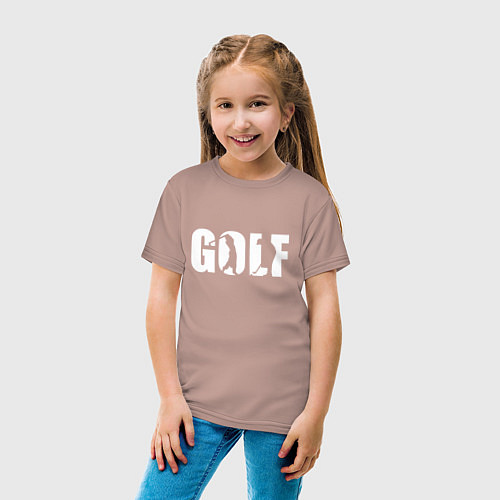 Детская футболка Гольф арт / Пыльно-розовый – фото 4