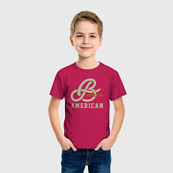 Футболка хлопковая детская Brooklyn american, цвет: маджента — фото 2