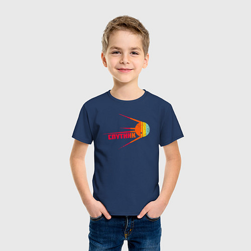 Детская футболка Цветной спутник / Тёмно-синий – фото 3