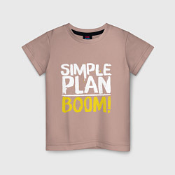 Футболка хлопковая детская Simple plan - boom, цвет: пыльно-розовый