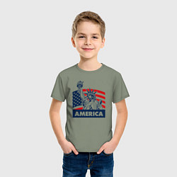 Футболка хлопковая детская Free America, цвет: авокадо — фото 2