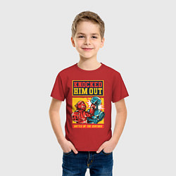 Футболка хлопковая детская Битва ретро роботов, цвет: красный — фото 2