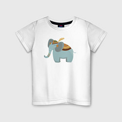 Футболка хлопковая детская Cute elephant, цвет: белый