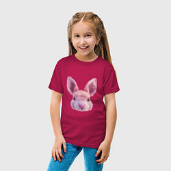 Футболка хлопковая детская Розовый заяц - портрет кролика, цвет: маджента — фото 2