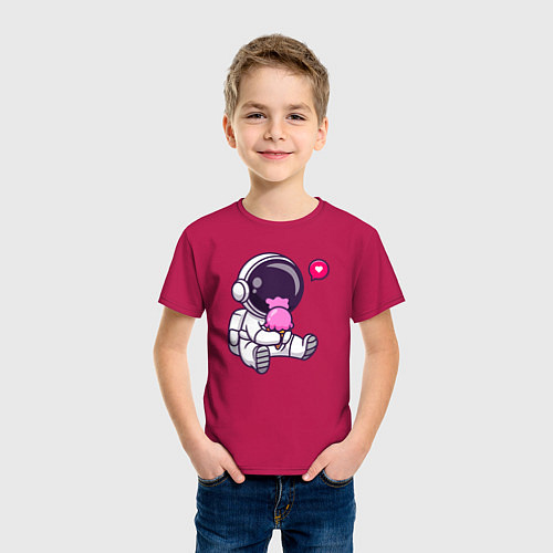Детская футболка Космонавт и мороженое / Маджента – фото 3