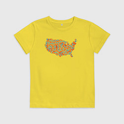Футболка хлопковая детская Карта США, цвет: желтый