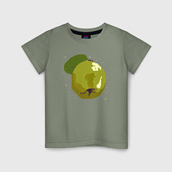 Футболка хлопковая детская Айва и звезды - пиксельное, цвет: авокадо
