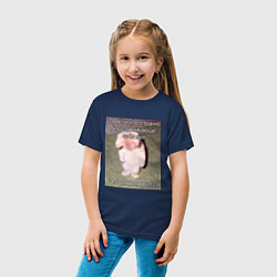Футболка хлопковая детская Котик плохо себя вёл мем, цвет: тёмно-синий — фото 2