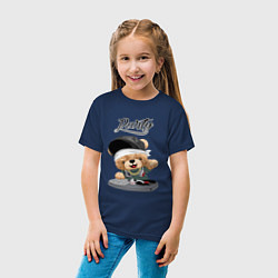 Футболка хлопковая детская Плюшевый медвежонок диджей, цвет: тёмно-синий — фото 2