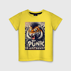 Футболка хлопковая детская Cool tiger - punks not dead, цвет: желтый