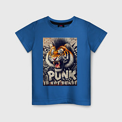 Футболка хлопковая детская Cool tiger - punks not dead, цвет: синий