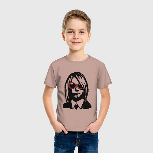 Детская футболка Kurt Cobain Nirvana portrait / Пыльно-розовый – фото 3