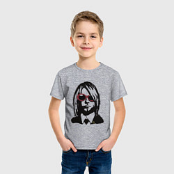 Футболка хлопковая детская Kurt Cobain Nirvana portrait, цвет: меланж — фото 2