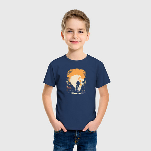 Детская футболка Осенние покатушки / Тёмно-синий – фото 3