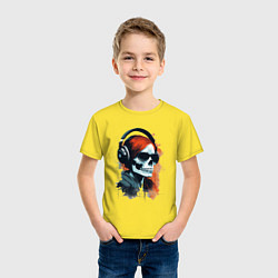 Футболка хлопковая детская Grunge redhead girl skull, цвет: желтый — фото 2