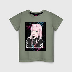Футболка хлопковая детская Zero Two is darling, цвет: авокадо
