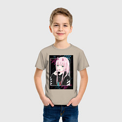 Футболка хлопковая детская Zero Two is darling, цвет: миндальный — фото 2