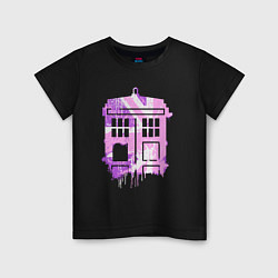 Футболка хлопковая детская Pink tardis, цвет: черный