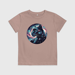 Футболка хлопковая детская Звёздная пантера - нейросеть, цвет: пыльно-розовый
