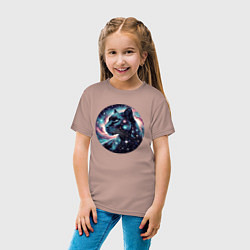 Футболка хлопковая детская Звёздная пантера - нейросеть, цвет: пыльно-розовый — фото 2