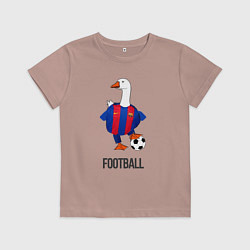 Футболка хлопковая детская Гусь футболист, цвет: пыльно-розовый