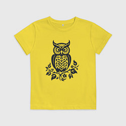 Футболка хлопковая детская Силуэт совы, цвет: желтый
