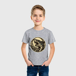 Футболка хлопковая детская Кайдзю с ужасной головой акулы, цвет: меланж — фото 2