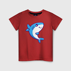 Футболка хлопковая детская Дружелюбная акула, цвет: красный