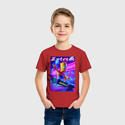 Футболка хлопковая детская Bart Simpson on a skateboard - extreme ai art, цвет: красный — фото 2