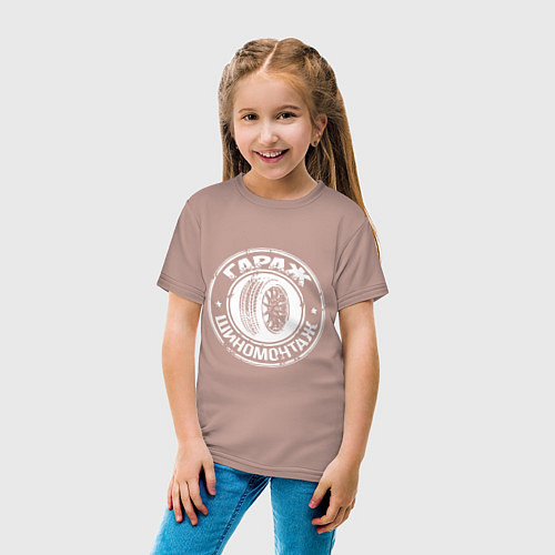 Детская футболка Tire service - шиномонтаж / Пыльно-розовый – фото 4