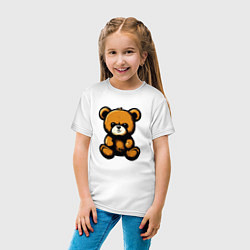 Футболка хлопковая детская Тедди медведь, цвет: белый — фото 2