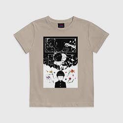 Футболка хлопковая детская Моб Психо Шигэо Кагэяма, цвет: миндальный