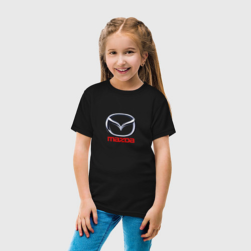 Детская футболка Mazda logo / Черный – фото 4