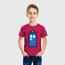 Футболка хлопковая детская Tardis pixels, цвет: маджента — фото 2