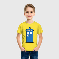 Футболка хлопковая детская Tardis pixels, цвет: желтый — фото 2