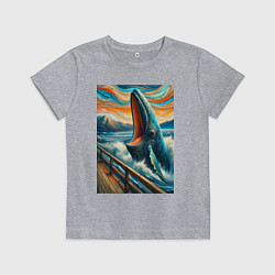 Футболка хлопковая детская Кит кричит - мем нейросеть, цвет: меланж