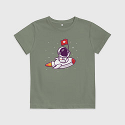 Футболка хлопковая детская Космос это любовь, цвет: авокадо