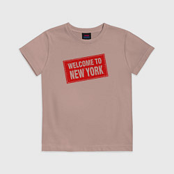 Футболка хлопковая детская Welcome to New York, цвет: пыльно-розовый