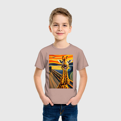 Детская футболка Жираф кричит - мем нейросеть / Пыльно-розовый – фото 3