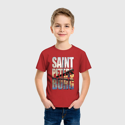 Детская футболка Санкт-Петербург вантовый мост / Красный – фото 3